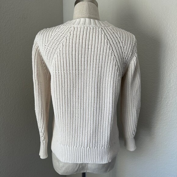 Everlane Cable Rib Knit Sweater Pullover Crew Neck Raglan Sleeve Ivory Sz S - Picture 3 of 5